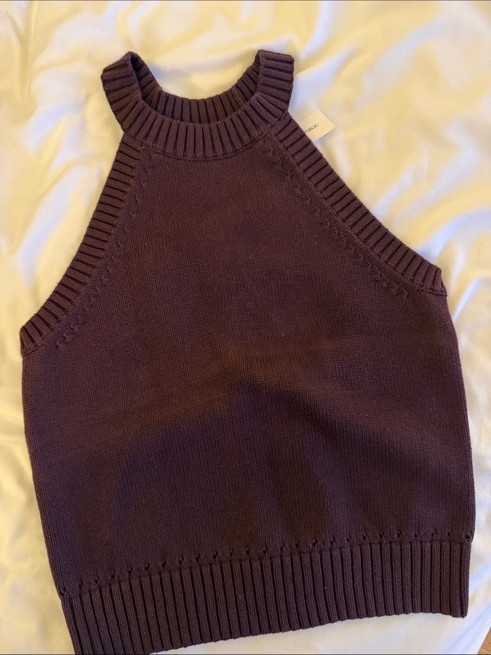 Banana Republic 100% cotton Rib-Trim Sleeveless Knit Top - Deep Plum